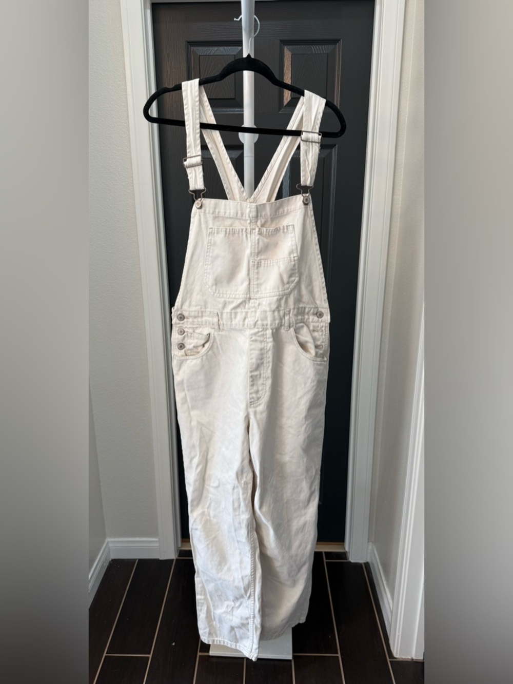 We The Free Cream Cotton Bib Overalls Jumpsuit